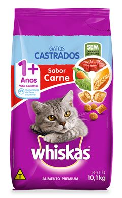 Ração Whiskas Carne Gatos Castrados 10,1 kg