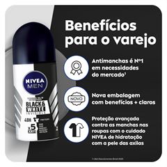 Desodorante Nivea Roll-On For Men Invisible Black & White 50ml