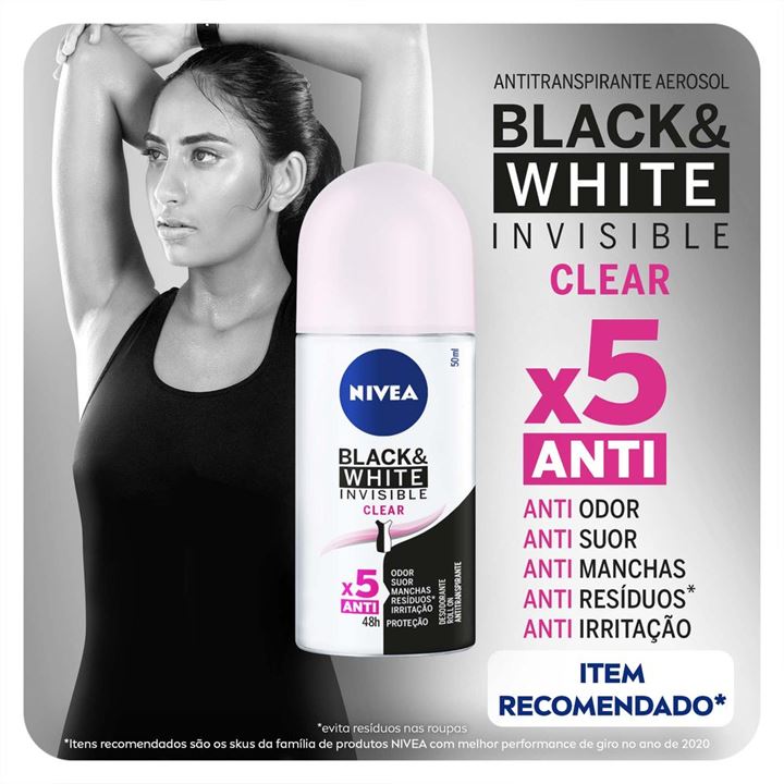 Desodorante Nivea Invisible Black & White Clear Roll On 50ml