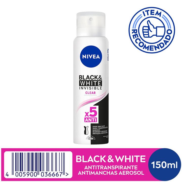 Desodorante Nivea Aero Invisible Black & White Clear 150ml