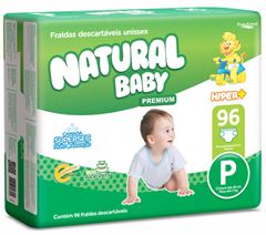 Fralda Infantil Natural Baby Premium Hiper Mais (P) 96 Unidades
