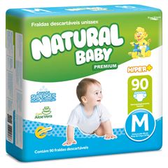Fralda Infantil  Natural Baby Premium Hiper Mais (M) 90 Unidades