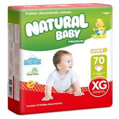 Fralda Infantil Natural Baby Premium Hiper Mais (XG ) 70 Unidades
