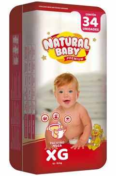 Fralda Infantil  Natural Baby Premium Mega (XG) 34 Unidades