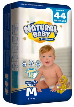 Fralda Infantil Natural Baby Premium Mega (M) 44 Unidades