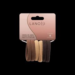 Elástico De Cabelo Lanossi Conjunto Com 6 Marrom
