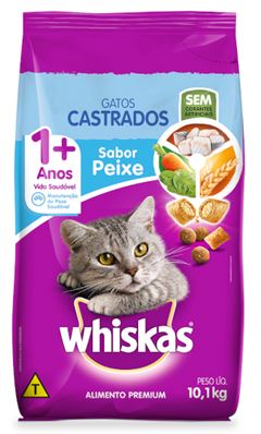Ração Whiskas Peixe Gatos Castrados 10,1kg