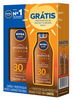 Protetor Solar Nivea Sun Protect & Bronze Fps30 com 200ml + 100ml Grátis