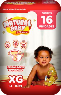 Fralda Infantil Natural Baby Premium Jumbinho Pacote (XG) 16 Unidades