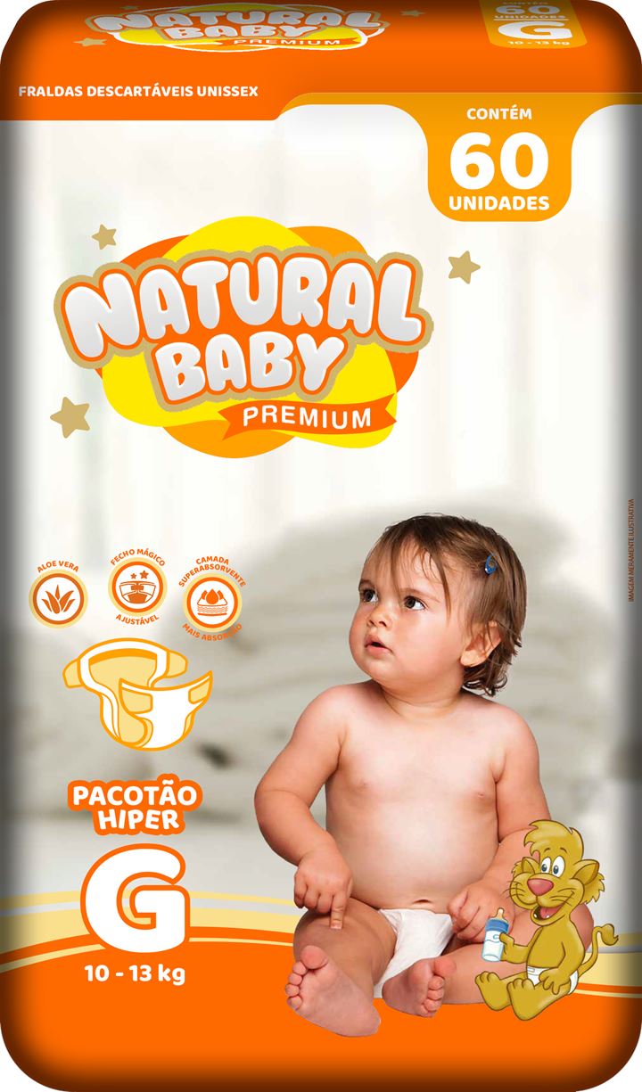 Fralda Infantil Natural Baby Premium (G) 60 Unidades