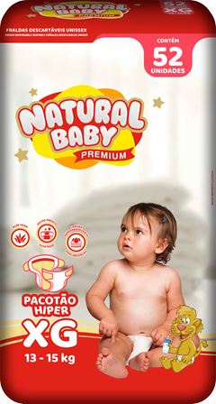 Fralda Infantil  Natural Baby Premium Hiper XG 52 Unidades