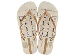 Chinelo Ipanema Oasis Adulto 26571 Bege / Ouro / Azul