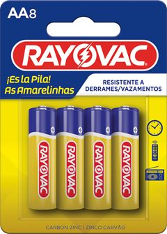 Pilha Zinco Rayovac AA8 Leve Mais Pague Menos Cartela Com 8
