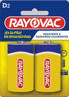 Pilha Zinco Rayovac D2 Cartela Com 2 Pilhas