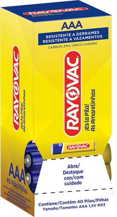 Pilha Zinco Rayovac AAA4 Tubo Com 40 Pilhas