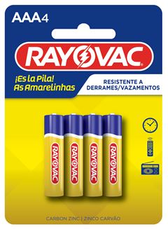 Pilha Zinco Rayovac AAA4 Cartela Com 4 Pilhas