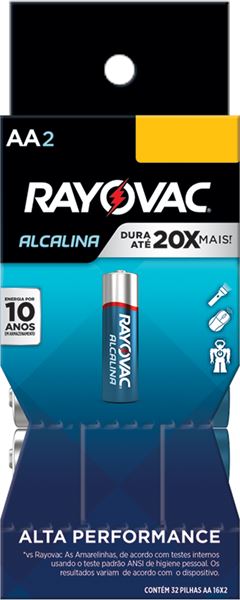 Pilha Rayovac Alcalinas AA2 Com 32