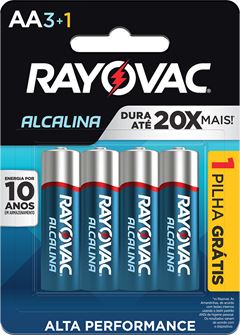 Pilha Alcalina Rayovac AA4 Leve 4 Pague 3 Cartela Com 4