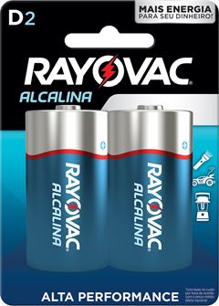 Pilha Alcalina Rayovac D2 Cartela Com 2