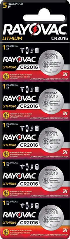 Pilha Elétrica Rayovac CR2016 com 5
