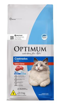 Ração Optimum Cat Adulto Castrados Carne 3Kg