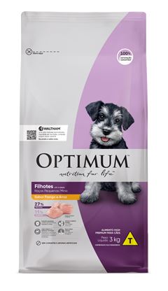 Ração Optimum Dog Filhotes Raças Pequenas Medias Frango E Arroz 3Kg