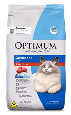 Ração Optimum Cat Adulto Castrados Carne 10,1Kg