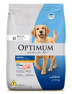 Ração Optimum Dog Adulto Raças Medias e Grandes Frango E Arroz 15Kg