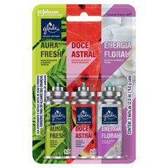 Refil Glade Kit Odorizador de Ambiente Aura Fresh + Doce Astral + Energia Floral Toque de Frescor 12ml