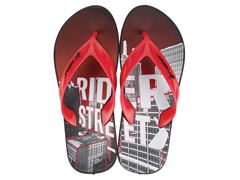 Chinelo Rider Street City Dedo Adulto 12107 Preto / Vermelho / Branco