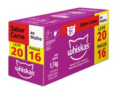 Sachê Whiskas Carne Leve 20 Pague 16 85g