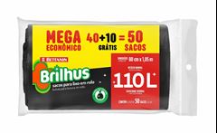 Saco Para Lixo Brilhus 110l Rolo Mega Com 50 Unidades