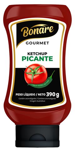 Ketchup Bonare Top Down Gourmet Picante 390g