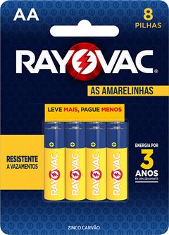 Pilha Zinco Rayovac AA8 Leve + Pague - com 8 pilhas