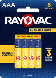 Pilha Zinco Rayovac AAA8 Leve + Pague - com 8 pilhas