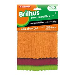 Pano Brilhus Microfibra Com 3 Unidades