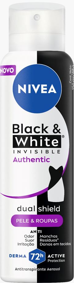 Desodorante Nivea Aero Black & White Invisible Authentic Pele & Roupas 150ml