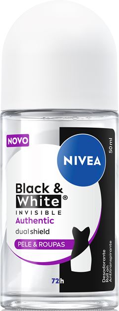 Desodorante Nivea Roll-On Black & White Invisible Authentic Pele & Roupas 50ml