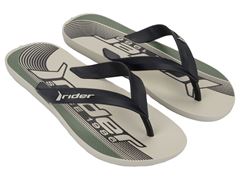 Chinelo Rider Feel Urban Dedo Adulto 12318 Bege/Preto/Verde